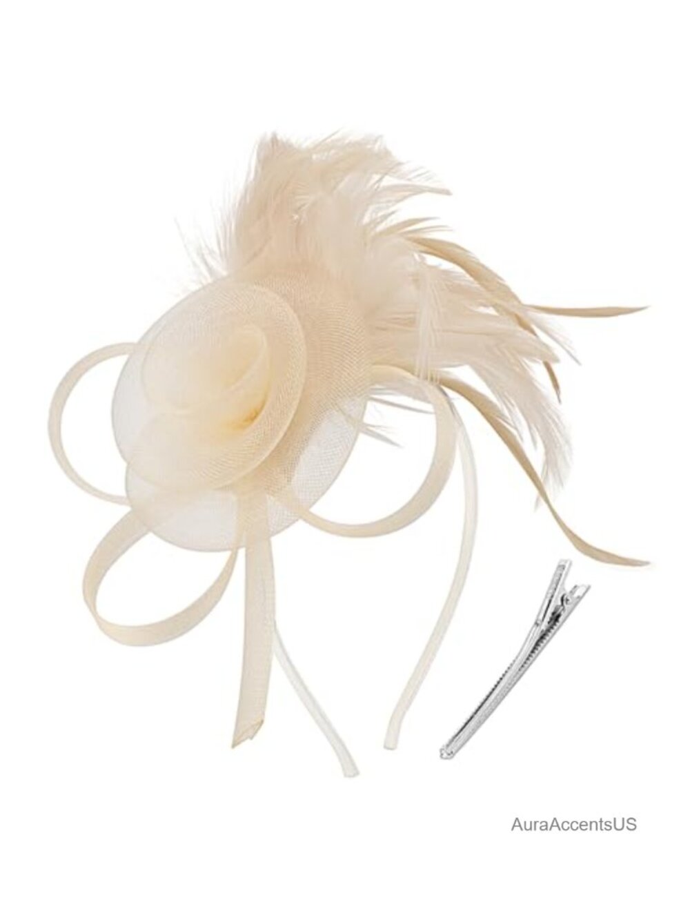 Women Fascinator Hat Flower Feather Headband Clip Tea Party Derby